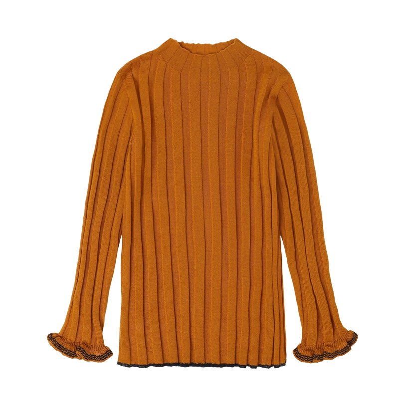 Burnt Amber Checked Jumper and high neck blouse