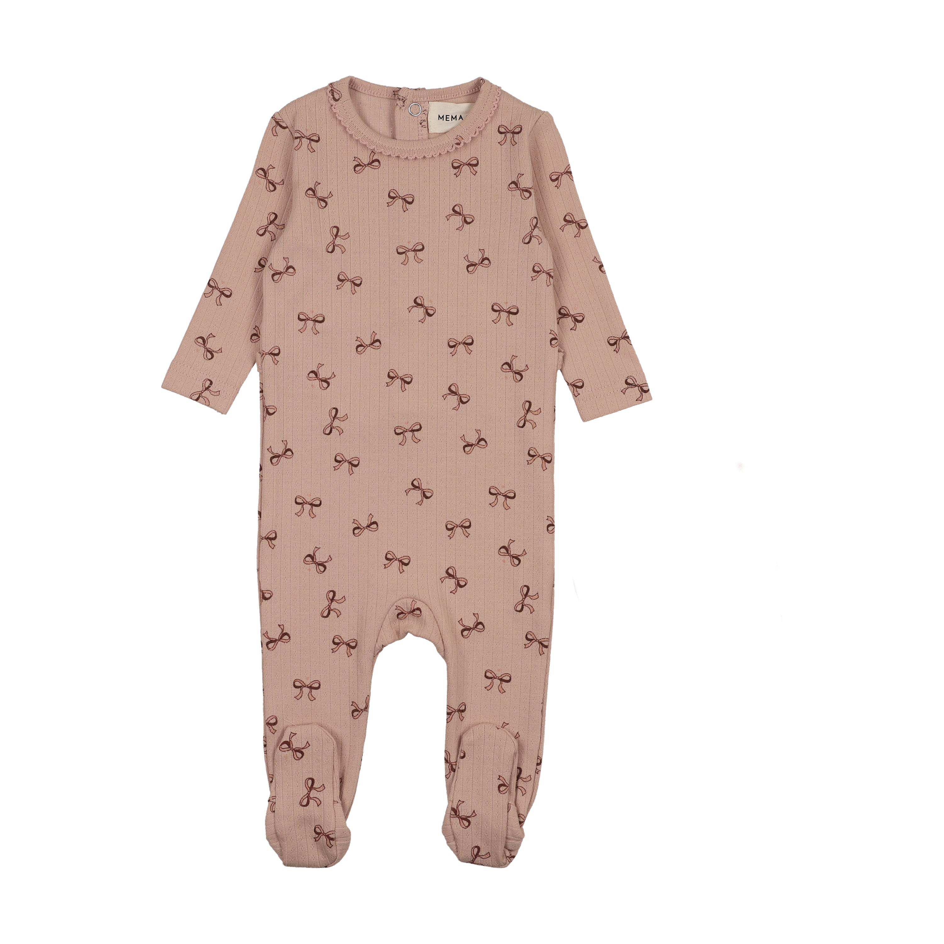 Mema Knit Bow Pointelle Footie