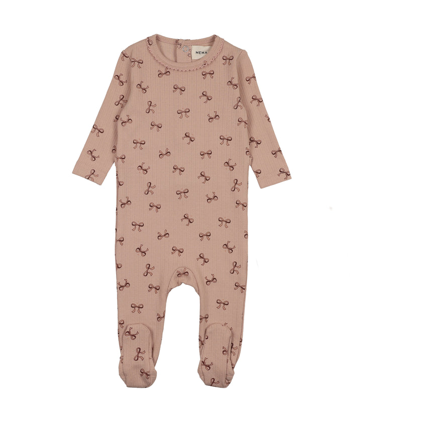 Mema Knit Bow Pointelle Footie