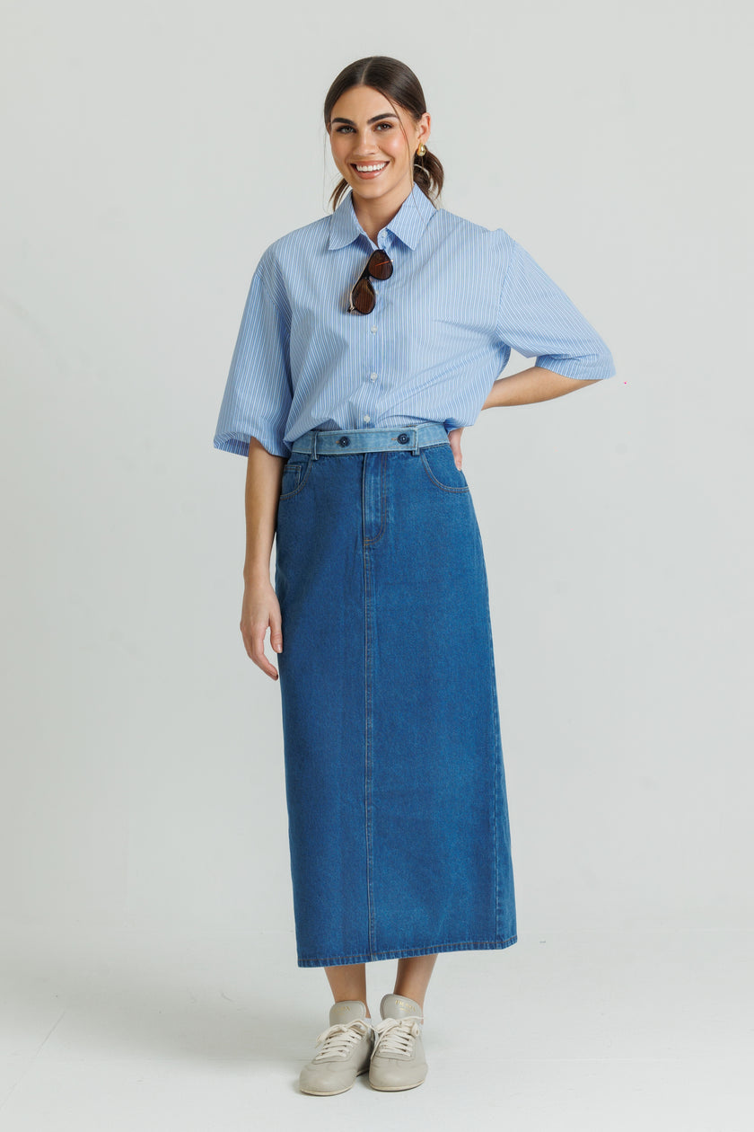 Loup Two-Tone Denim Skirt