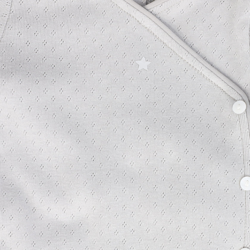 Pointelle Piped Wrap Footie with Bonnet