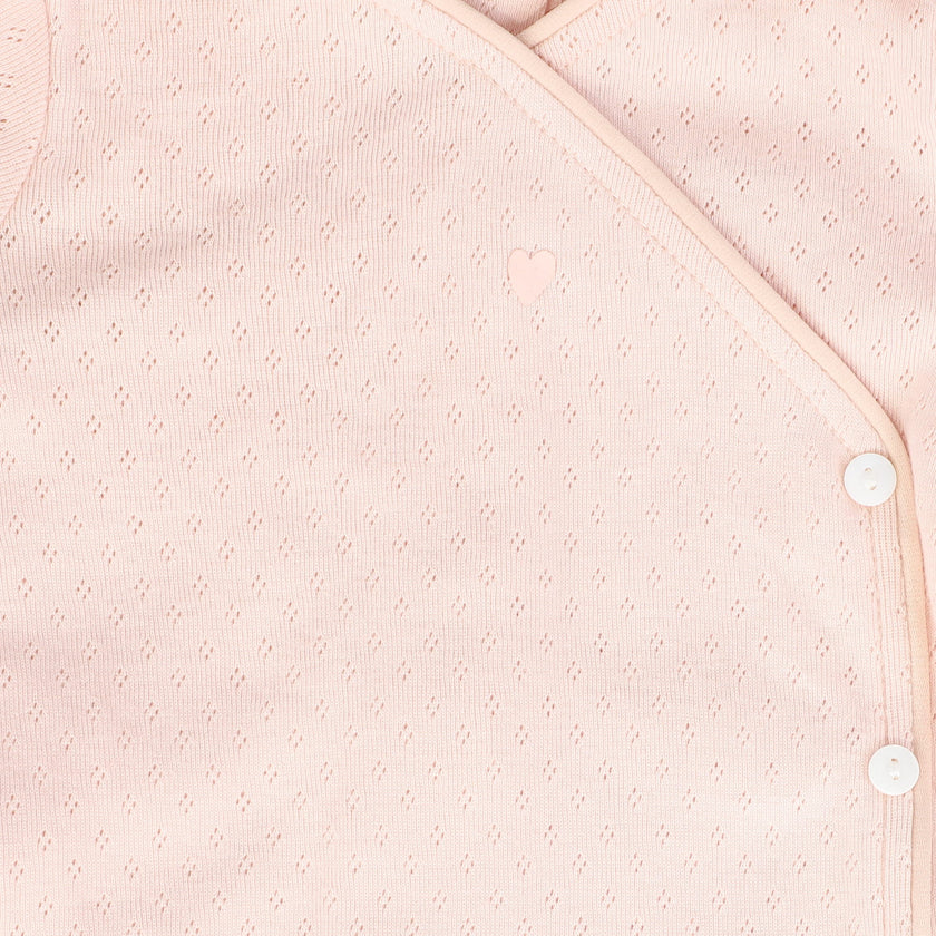 Pointelle Piped Wrap Footie with Bonnet