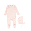 Pointelle Piped Wrap Footie with Bonnet