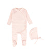 Pointelle Piped Wrap Footie with Bonnet