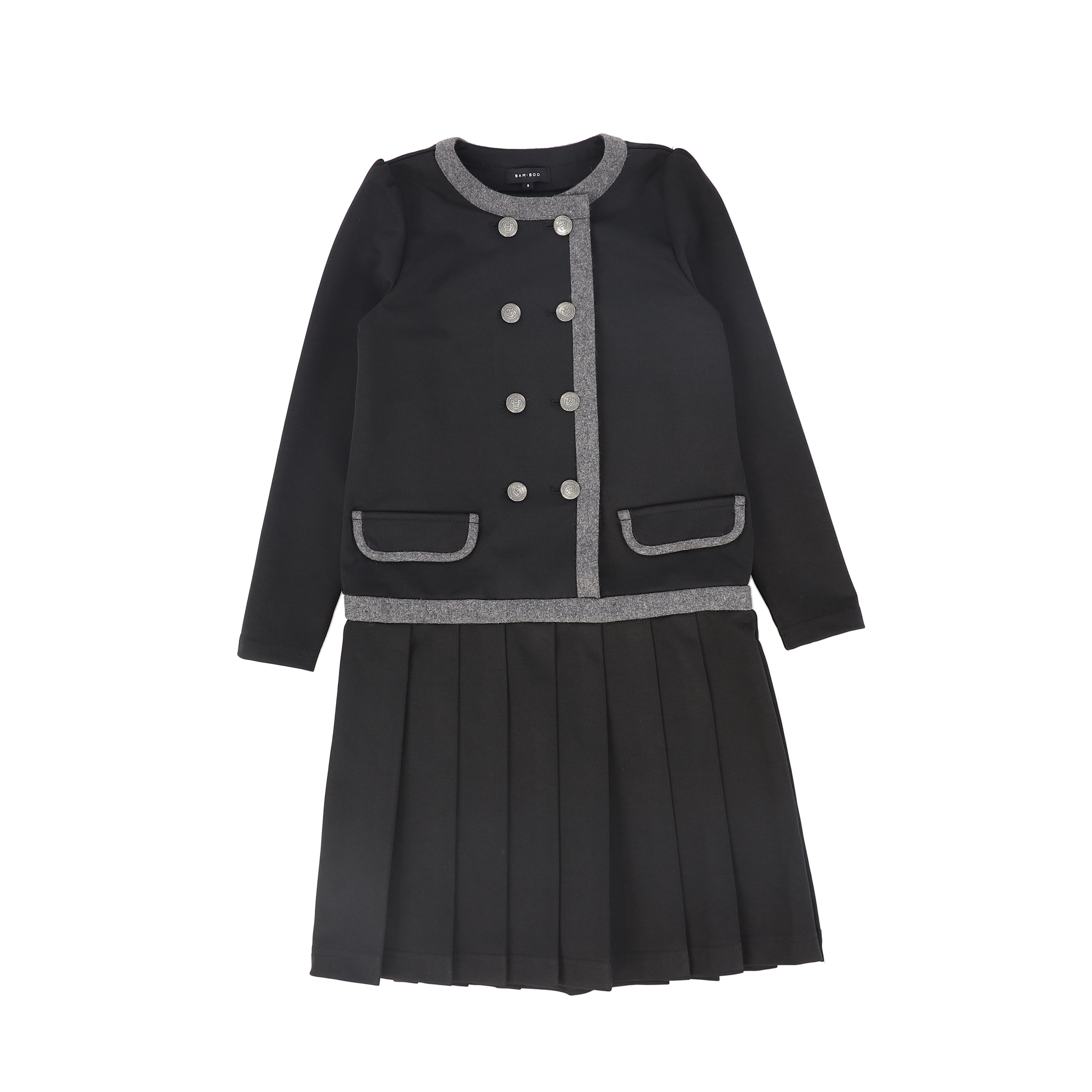 Double Breasted Pleated Dress