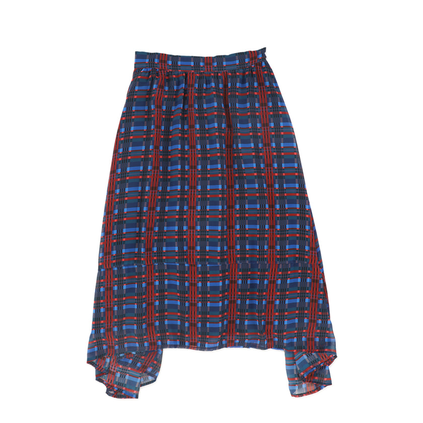 Plaid Smocked Blouse and Skirt Set