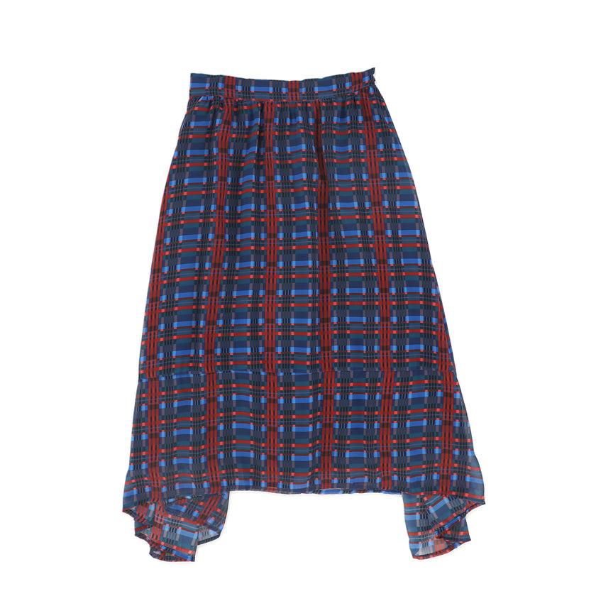 Plaid Smocked Blouse and Skirt Set