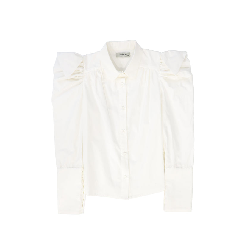 Quilted Taffeta V-Neck Jumper and Puff Blouse Set