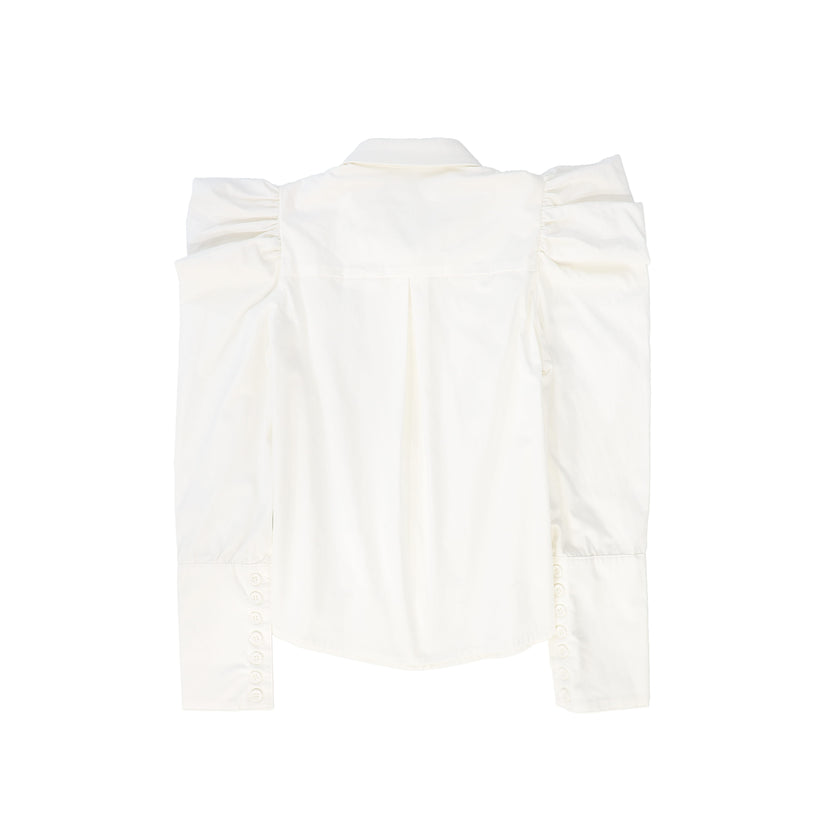 Quilted Taffeta V-Neck Jumper and Puff Blouse Set