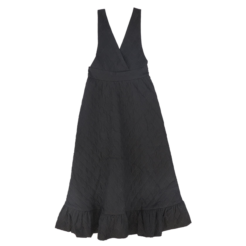 Quilted Taffeta V-Neck Jumper and Puff Blouse Set