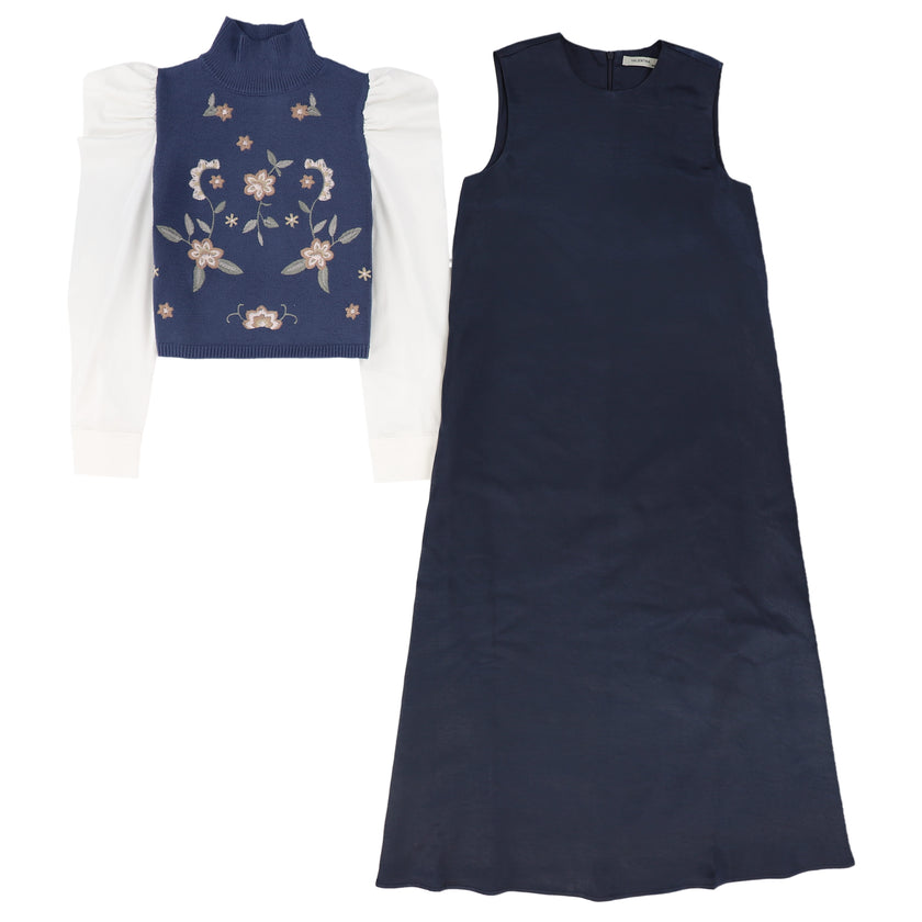 Embroidered Turtleneck Vest Dress