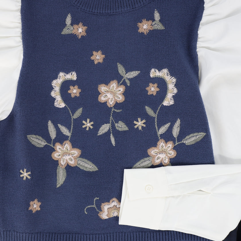 Embroidered Turtleneck Vest Dress