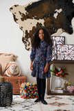 Slate Floral Print Belted Dress