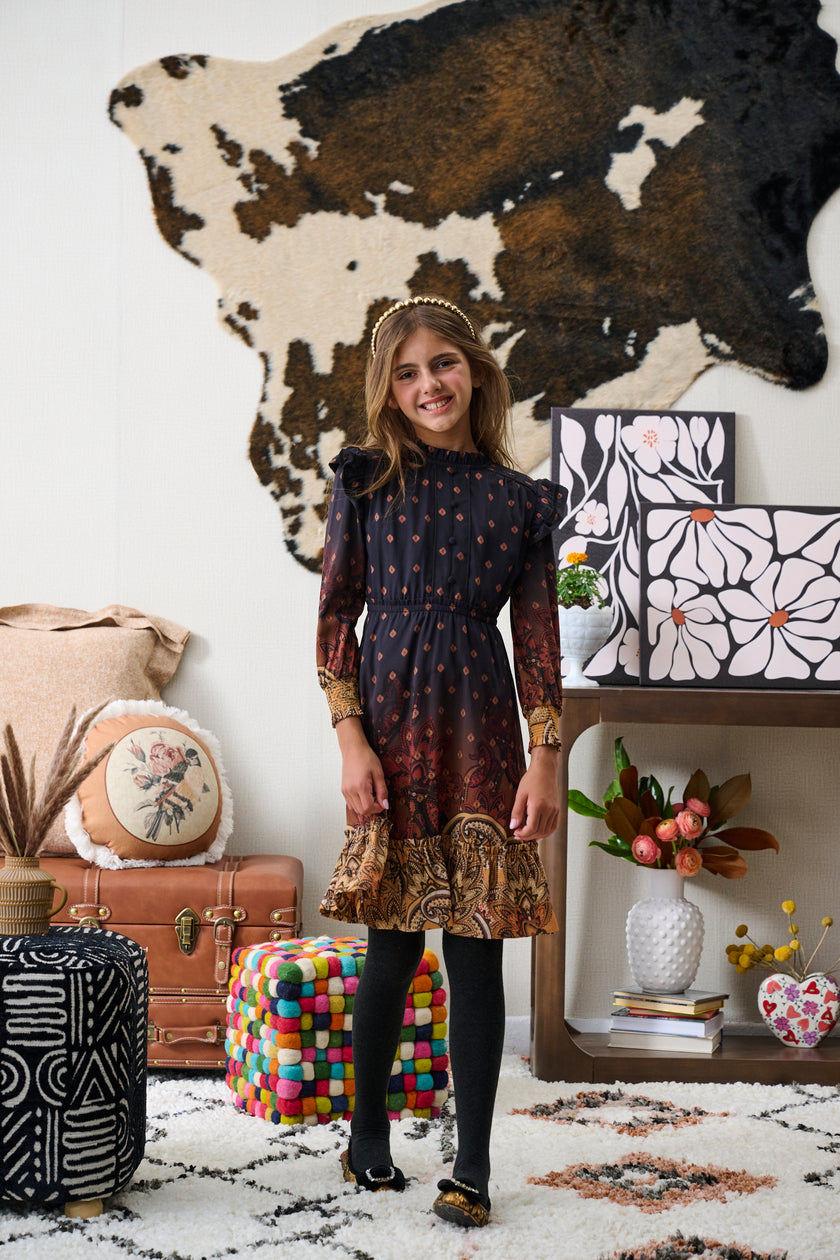 Black Brown Yellow Ombre Dress