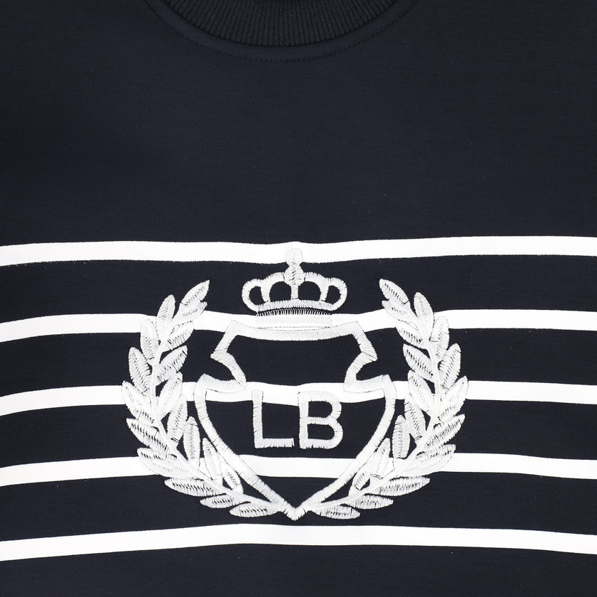 Striped Embroidered Crest Sweatshirt