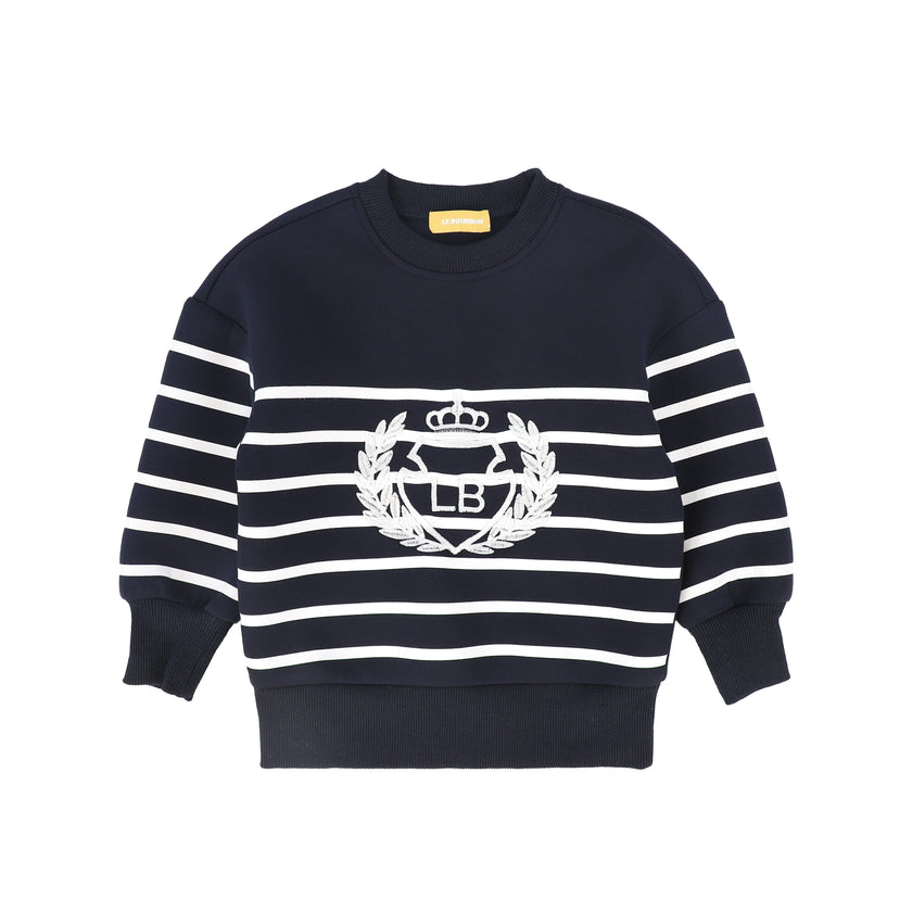 Striped Embroidered Crest Sweatshirt