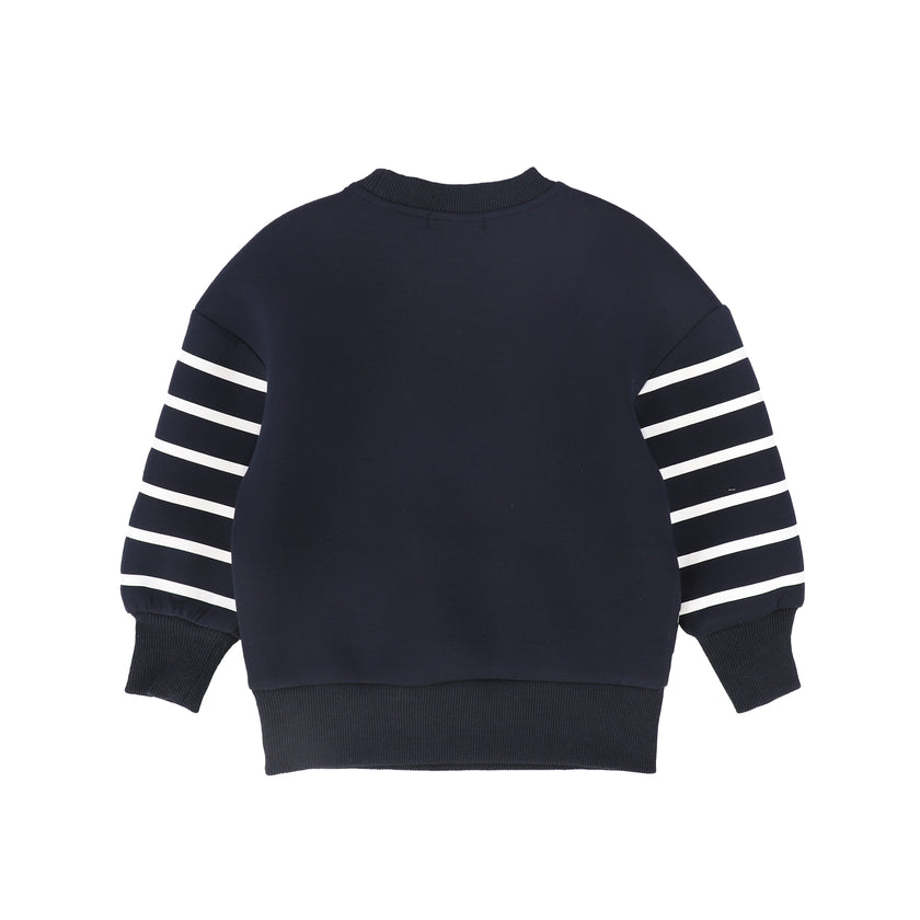 Striped Embroidered Crest Sweatshirt