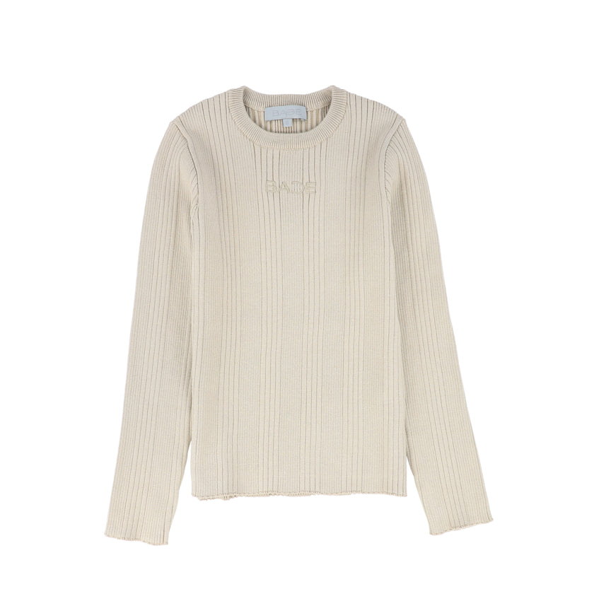 Ribbed Knit Embroidered Sweater