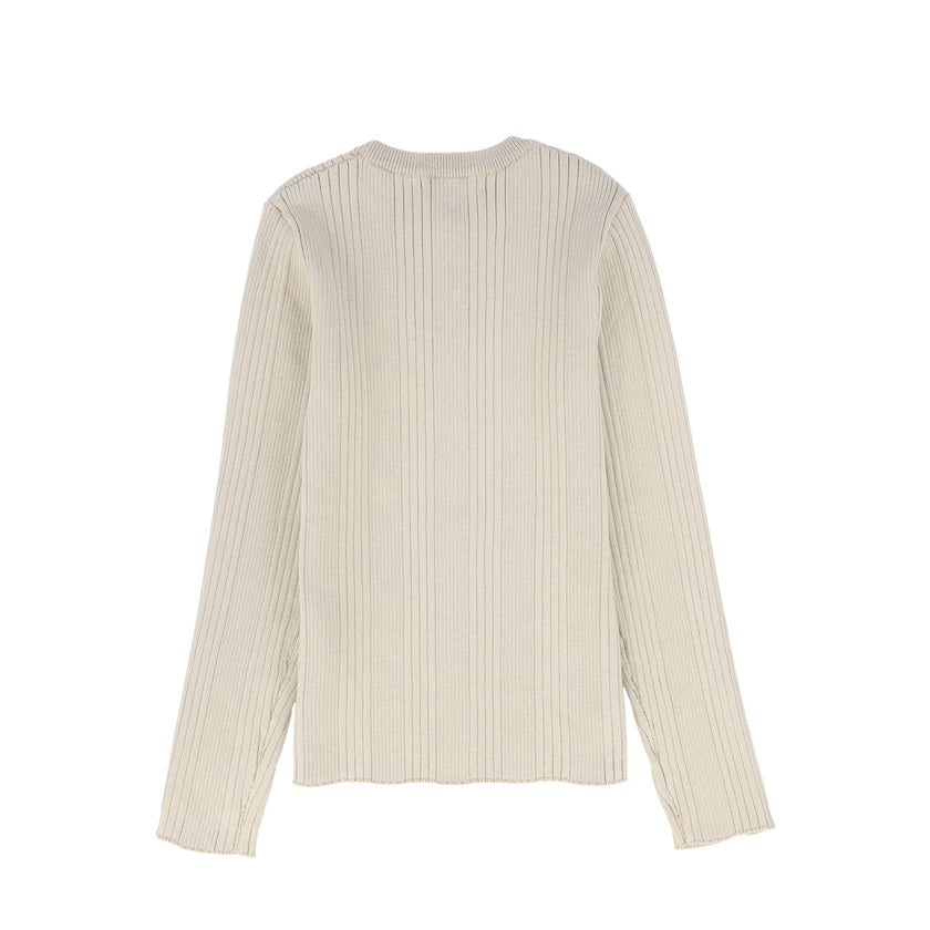 Ribbed Knit Embroidered Sweater