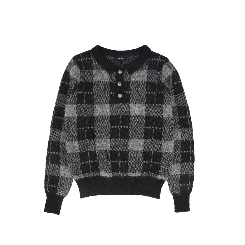 Plaid Knit Collar Sweater