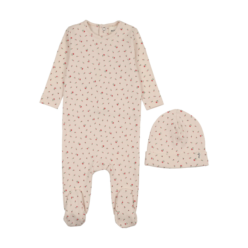 Mema Knit floral Snap Back Layette Set