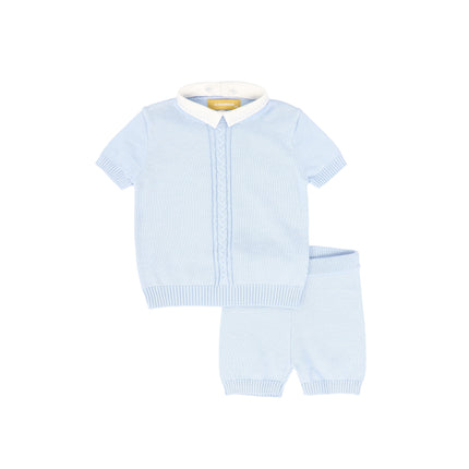 Le Bourdon Knit Cable Striope Collar Sweater Set