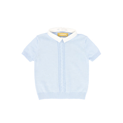 Le Bourdon Knit Cable Stripe Collar Sweater