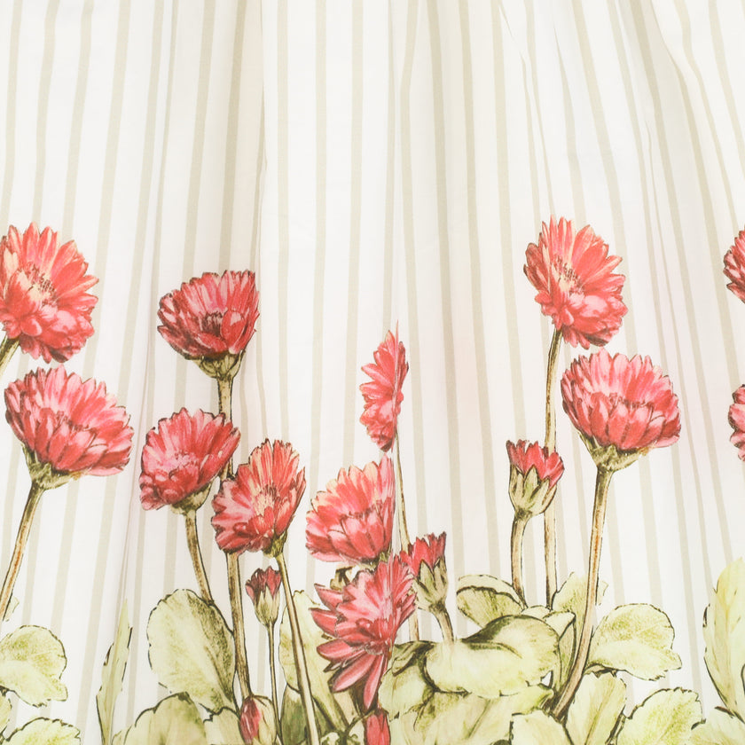 Bace Striped Foral Puff Sleeve Collar Dress