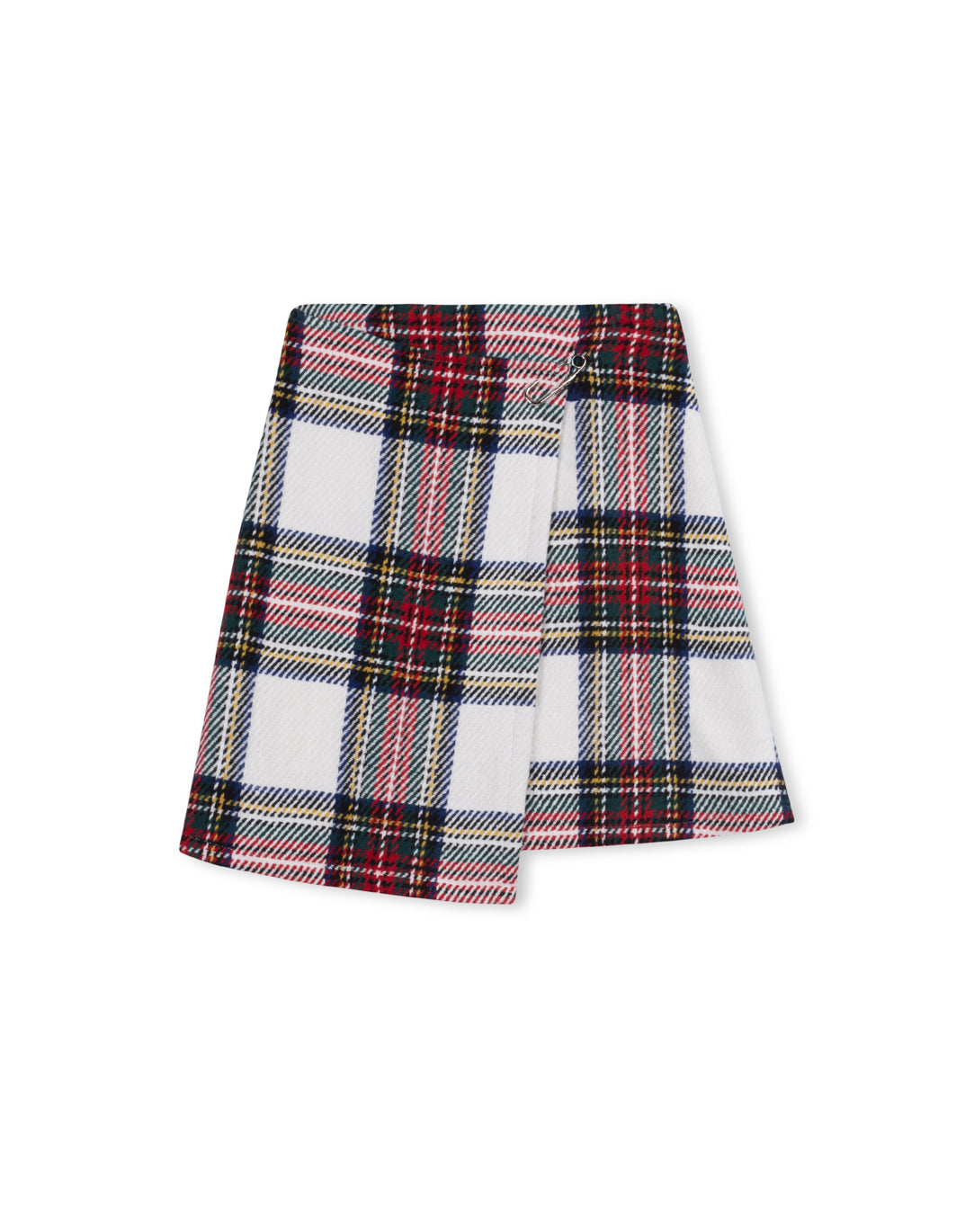 plaid wrap pin skirt