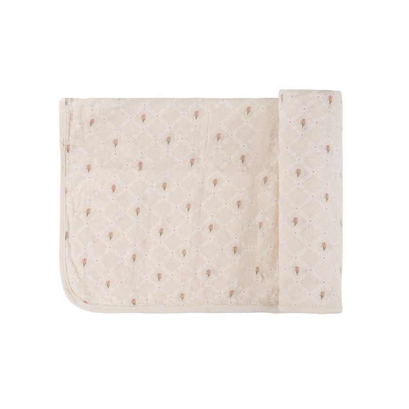 Jersey Cotton Floral Grid Collection - Muslin Swaddle
