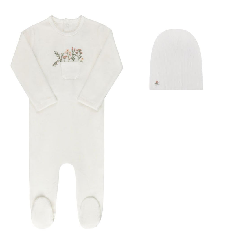 Velour Pocket Flowers Collection Footie