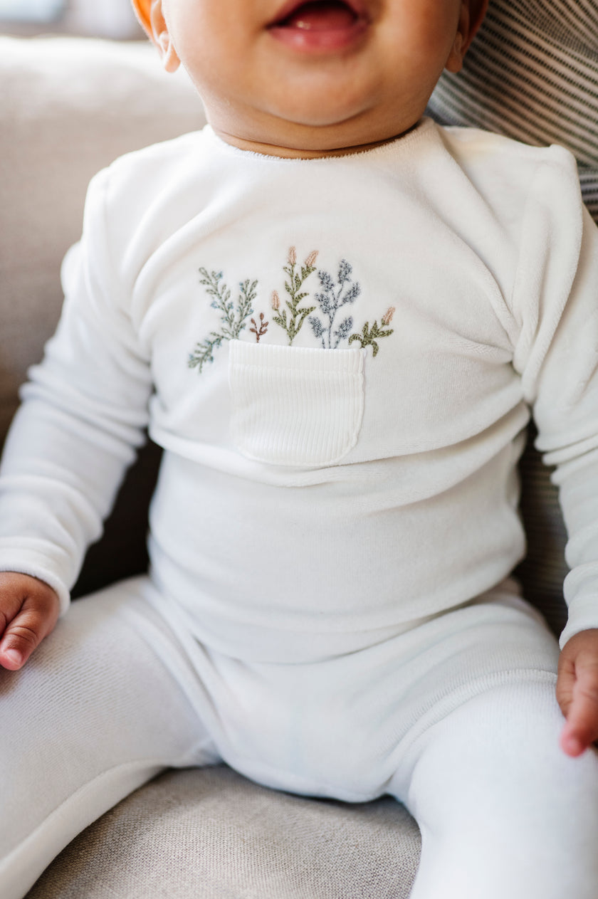 Velour Pocket Flowers Collection Footie