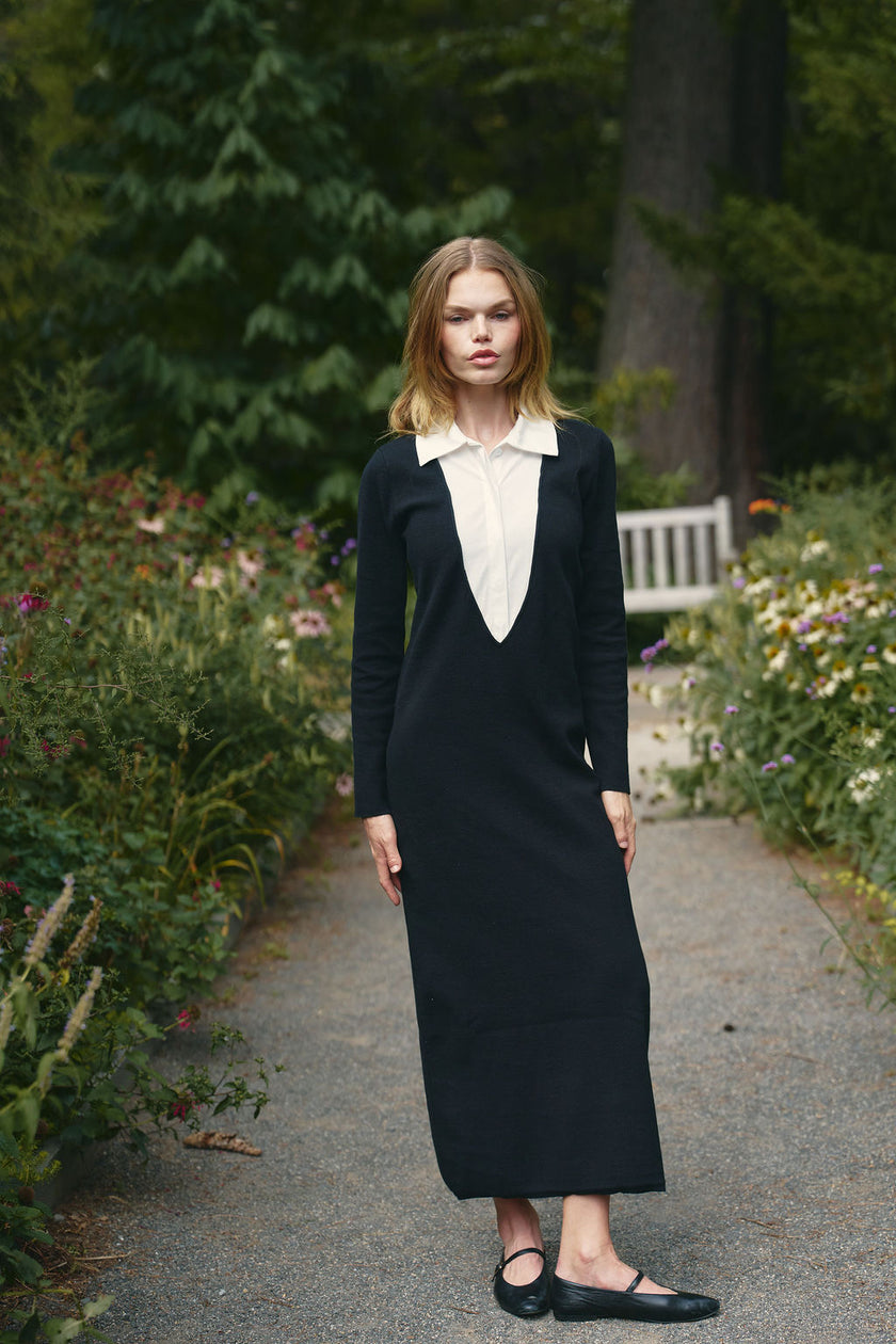 Knit dress with White Shirt