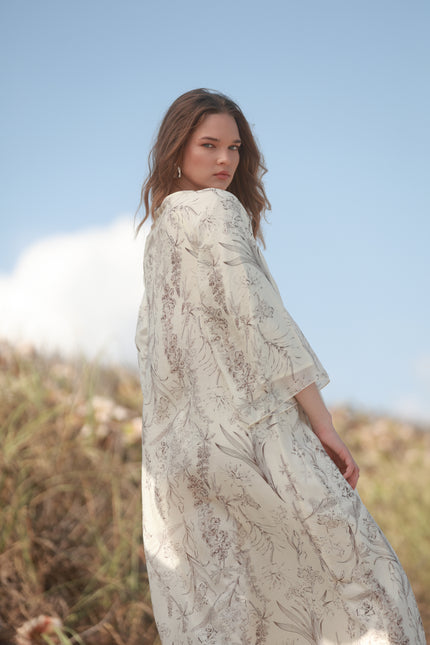 Flowy Toile Print Caftan Dress