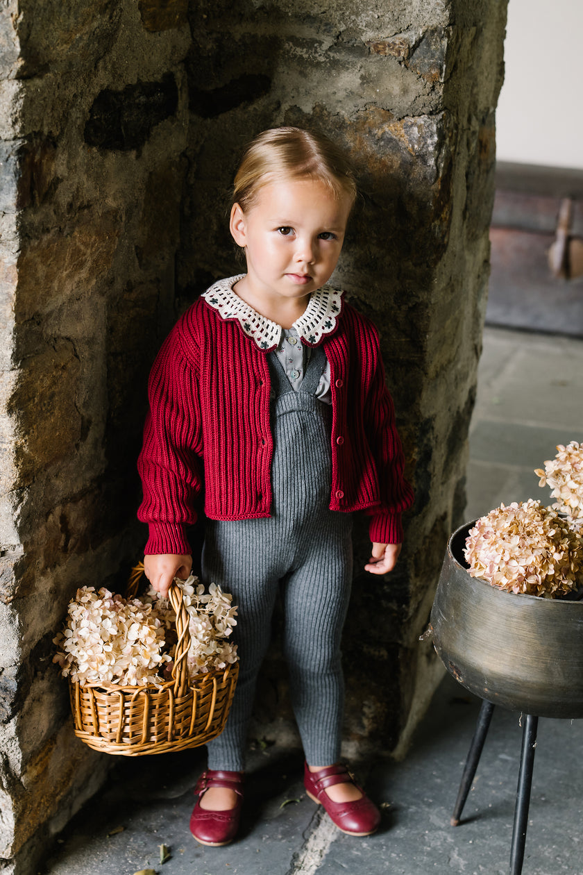 Deep Red Knit Cardigan