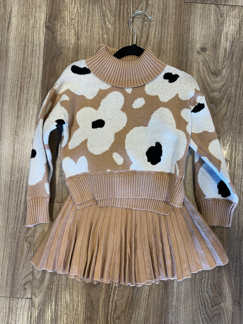 Pleated Knit Skirt set-