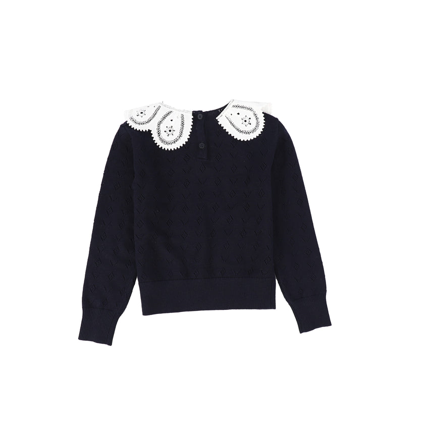 Textured Knit Collared Sweater