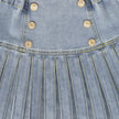 Low Cut Denim Pleated Skirt