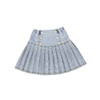 Low Cut Denim Pleated Skirt