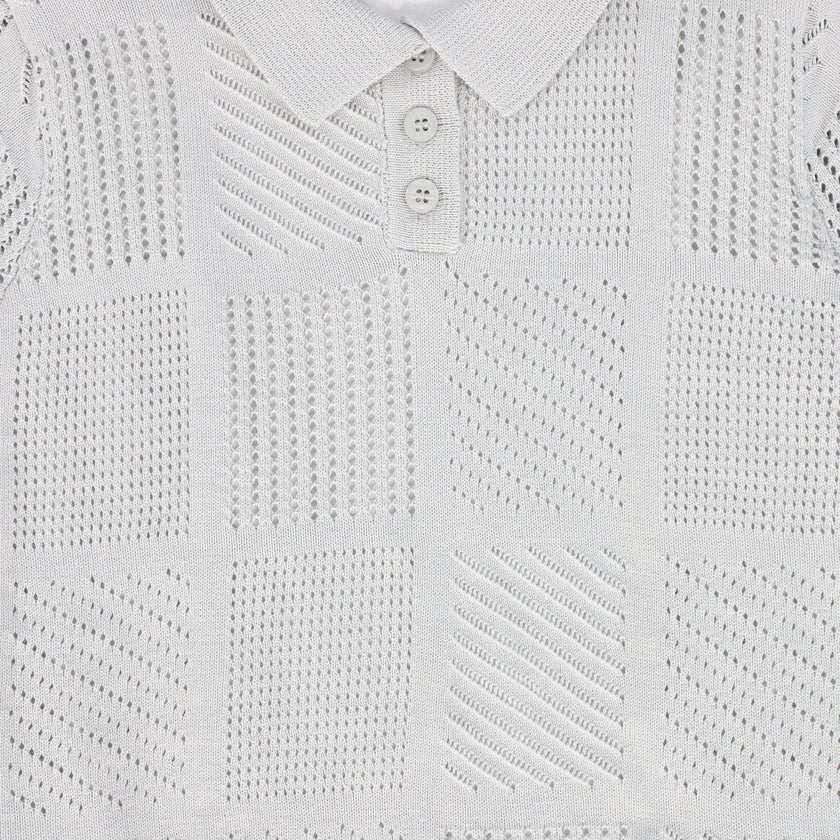 Pointelle Knit Collar Sweater