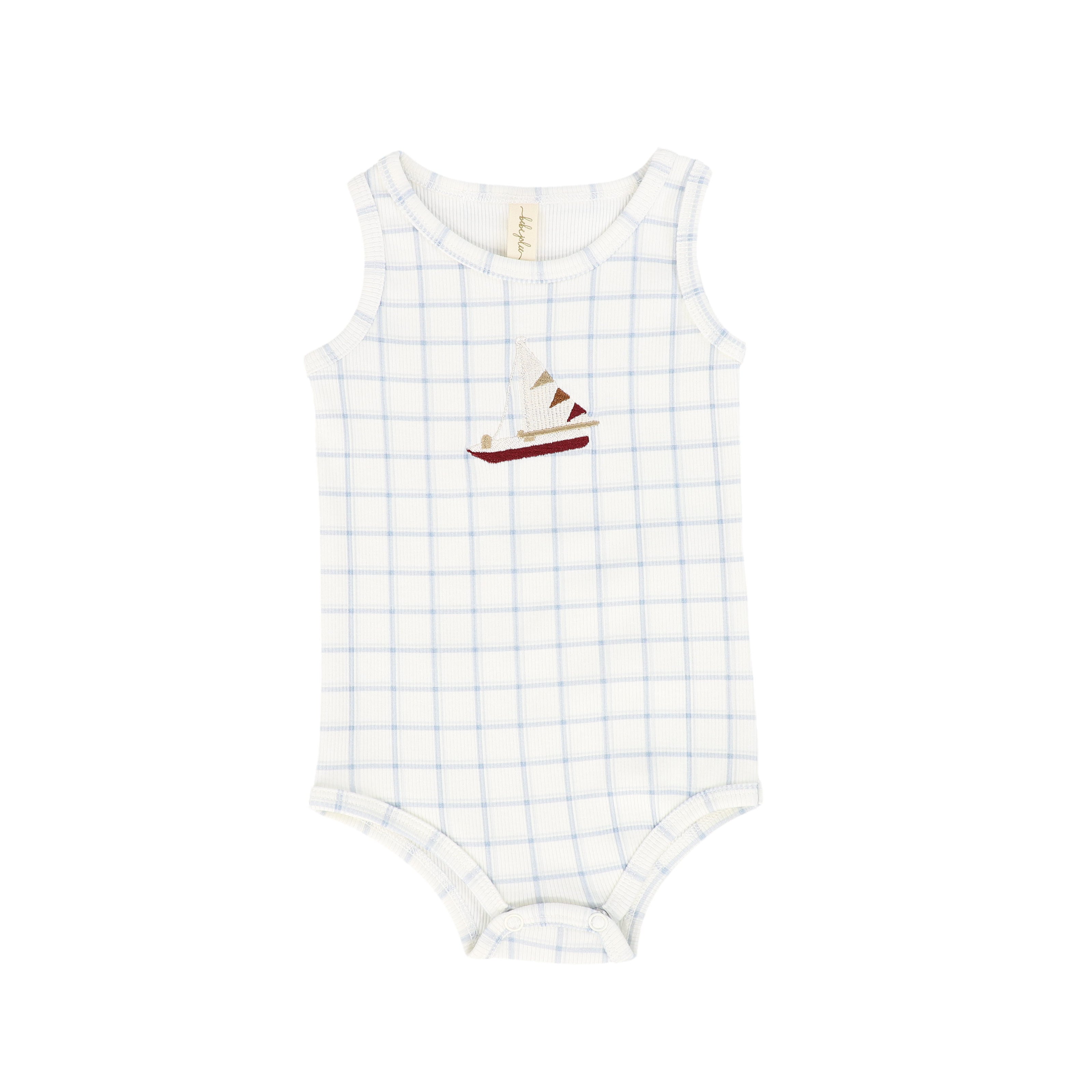 Checked Ribbed Sailboat Romper