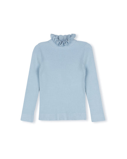 Light Blue Ruffle Collar Sweater