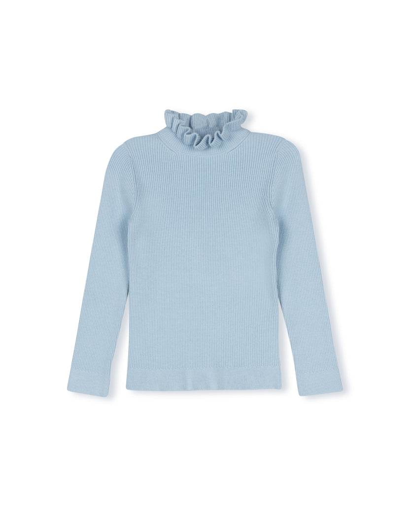 Light Blue Ruffle Collar Sweater