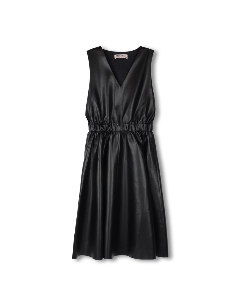 V-Neck Leather Jumper and Blouse Set