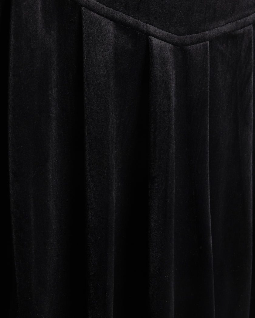 Velour V Waist Pleat Skirt