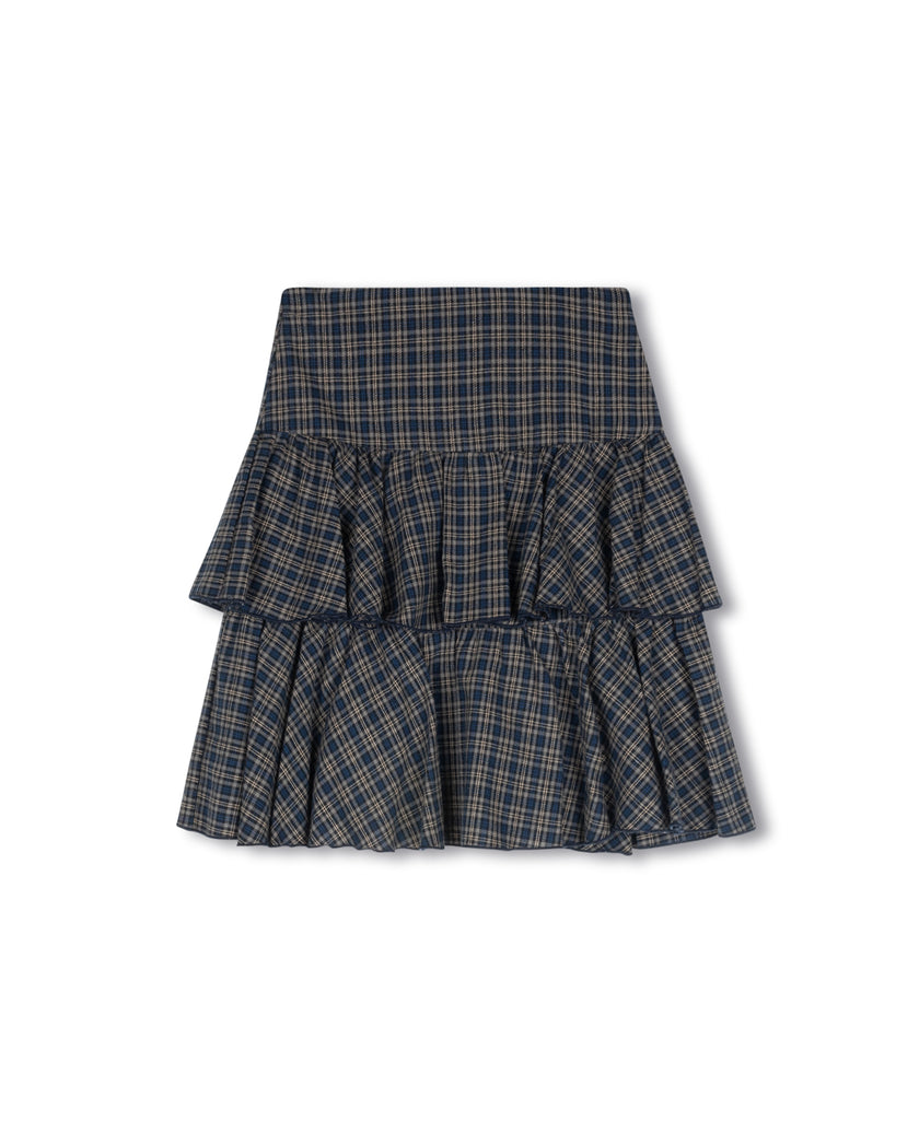 Grad Layer Plaid Skirt