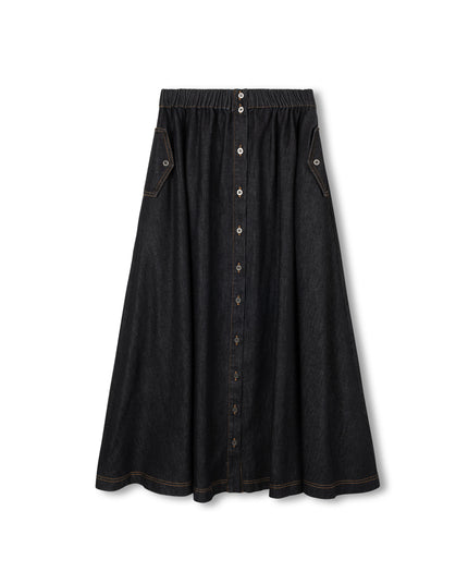 Vibe Chambray Flowy Maxi Pocket Skirt