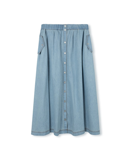 Vibe Chambray Flowy Maxi Pocket Skirt