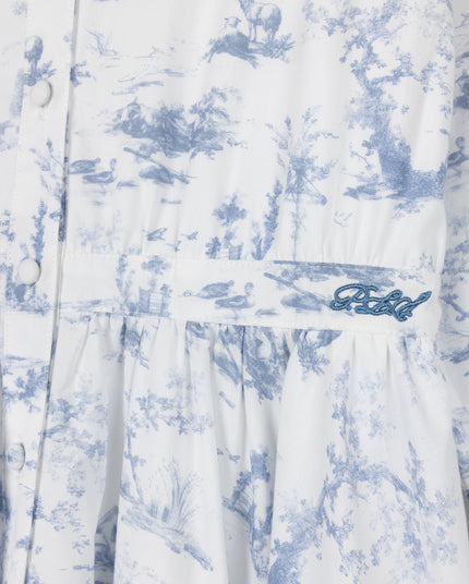 Minimal Toile Printed Button Down Dress