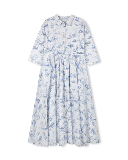 Minimal Toile Printed Button Down Dress